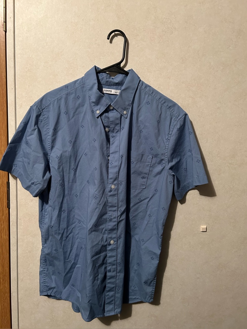 Sonoma Large Short-Sleeve Button-Down Shirt - Blue